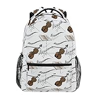 ALAZA Musical Pattern with Music Notes and Violin Backpack for Women Men,Travel Trip Casual Daypack College Bookbag Laptop Bag Work Business Shoulder Bag Fit for 14 Inch Laptop