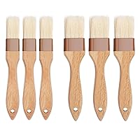6 Pieces Pastry Brushes Basting Oil Brush with Boar Bristles and Beech Hardwood Handles for Spreading Butter Cooking Baking BBQ Oil Brush (1 inch, 1.6 inch)