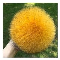 homeemoh 5.9 Inch Fluffy Faux Fur Pom Pom Balls Furry Pompoms with Snap Button for Knitting Hat Shoes Bag Charm Scarves Decoration (Yellow)