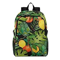 ALAZA Tropical Leaves and Citrus Fruits Hiking Backpack Packable Lightweight Waterproof Dayback Foldable Shoulder Bag for Men Women Travel Camping Sports Outdoor