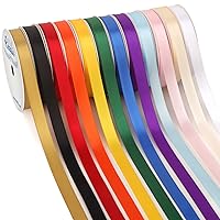 Ribbli Rainbow Satin Ribbon 3/8 Inch x 12 Rolls Total 60 Yards- Colorful Ribbon for Gift Wrapping Craft Party Decoration Baby Shower Wedding