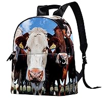 Travel Backpacks for Women,Mens Backpack,Farm Prairie Cute Cow,Backpack
