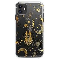 TPU Case Compatible with iPhone 15 14 13 12 11 Pro Max Plus Mini Xs Xr X 8+ 7 6 5 SE Scorpio Moon Kawaii Ankh Theme Design Print Egypt Clear Anubis Flexible Silicone Slim fit Cute Cute Golden