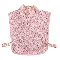 Womens Turtleneck Half Top Fake Collar Detachable Floral Lace Half Blouse Dickey False Collar