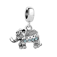 Elephant Birthstone Dangle Bead Birthday Charms Compatible with Pandora Bracelet for Women