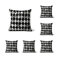Cowhide Leather Pillow Cover, 18 inches, Black Criss Cross, Decorative Throw Pillow Set of (6)