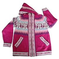 Unisex Kids Alpaca Wool Hooded Cardigan Sweater, Peru Designs