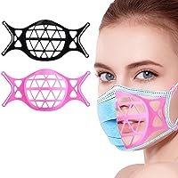 3D Silicone Mask Bracket Breathe Cup for Mask Brace Cool Mask Inserts for Breathing Room Silicone Mask Insert Mask Holder Mask Rope is Fixed to Prevent Falling Off (Pink+Black)