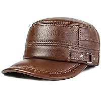 Men's Cap Winter Leather Baseball Casket Hat Ear Flap Trapper Hat Hunting Brown Old Autumn Winter Cold Weather Casual (Color : Brown, Size: L)