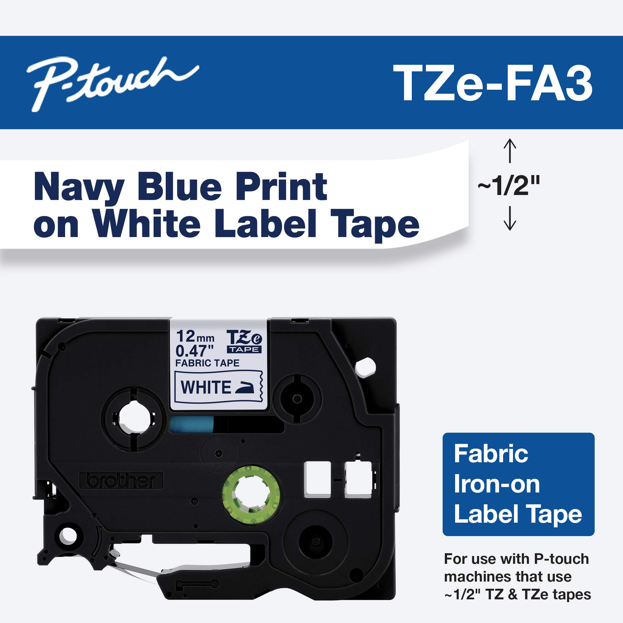 Brother Genuine P-Touch TZE-FA3 Tape, 1/2