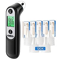 Ear Thermometer for Kids, Adults and Babies (Black)+ 120X Ear Thermometer Probe Covers, Compatible for All Braun Thermometer and 109 Ear Thermometers