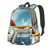 Vintage Van in The Beach Printed Casual Daypack with side mesh pockets Laptop Backpack Travel Rucksack for Men Women