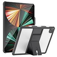 Soke New iPad Pro 12.9 2022 2021 Case 6th 5th Generation with Pencil Holder(NOT Support Pencil Charging), Soft TPU Bumper Protection, Translucent Frosted Back Cover for iPad Pro 12.9