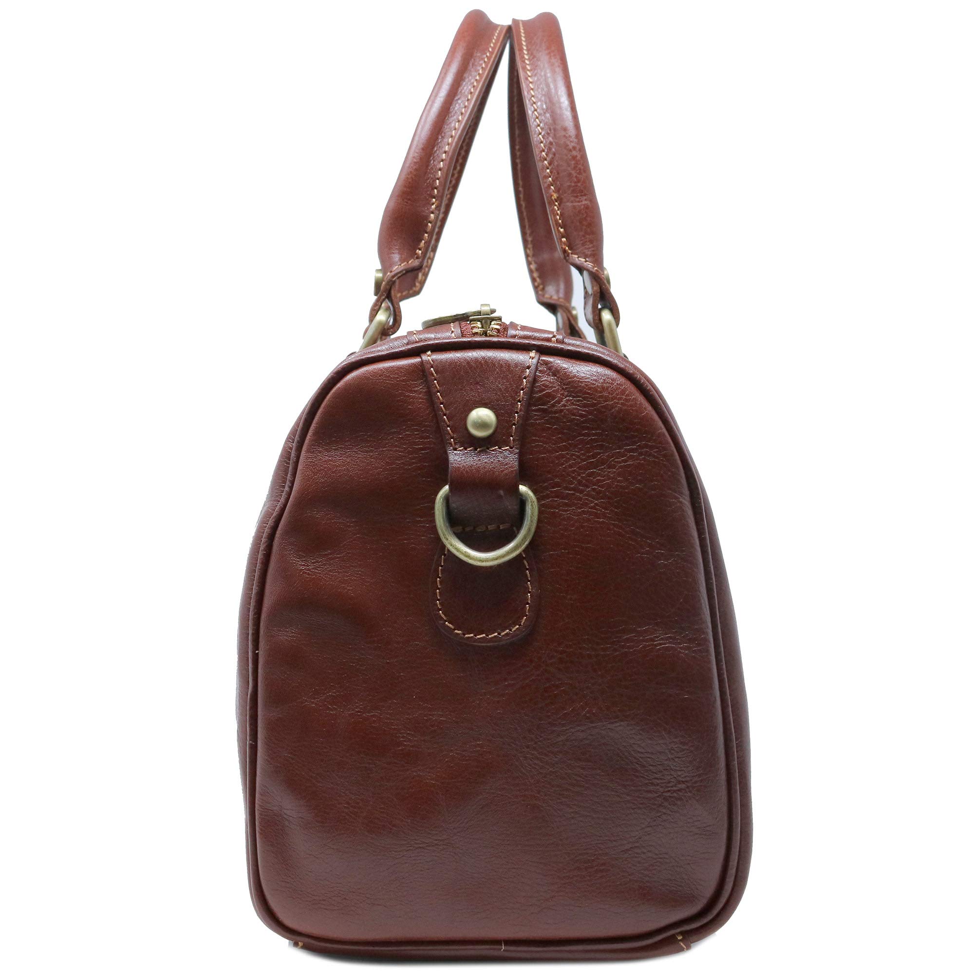 Floto Boston Bag in Brown Calfskin Leather