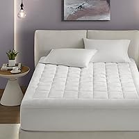Madison Park Waterproof Queen Mattress Protector, Cloud Soft Plush Mattress Cover, Overfilled Mattress Pad, Fitted Pocket Fits Up to 18 Inch, Machine Washable Bed Cover, White Queen
