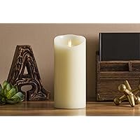 Luminara Moving Flame Pillar Flameless LED Candle, Scalloped Edge, Real Wax, Unscented - Ivory (6.5-inch)