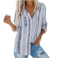 Womens Pleated Striped T Shirts Loose Fit Long Tops Tee for Women Turtle Mock Neck Fall Summer Shirts 2024