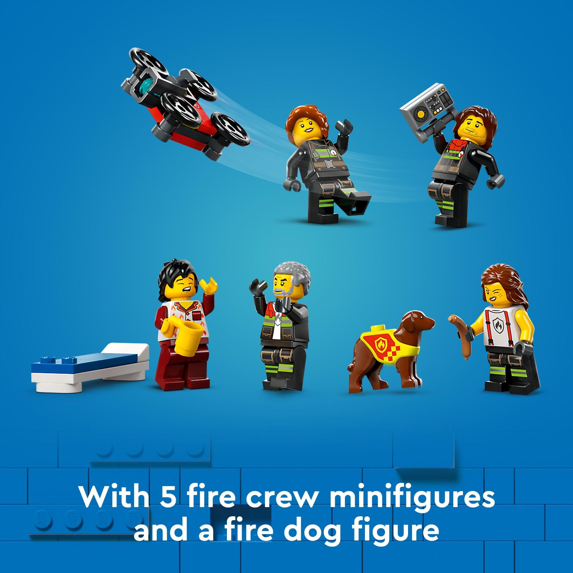 LEGO City Fire Station with Fire Truck Toy, Action Packed Fire Station Toy Playset, Birthday Gift Idea for Kids Ages 6 and Up who Love Pretend Play Toys, Includes a Dog Figure and 5 Minifigures, 60414