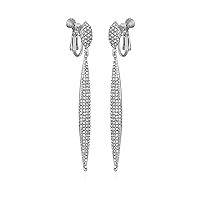 Vince Camuto Silver-Tone Crystal Glass Stone Spear Drop Earrings For Women