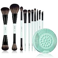 Jessup Double Sided Makeup Brushes Set T500 Bundled with Makeup Brush Cleaning Mat A007