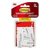 Command Medium Wire Toggle Hooks, Damage Free Hanging Wall Hooks with Adhesive Strips, No Tools Wall Hooks for Hanging Organizational Items in Living Spaces, 7 White Hooks and 8 Command Strips