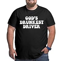 God's Drunkest Driver Men's Big Tall Fat T Shirt Cotton Large Size Summer Short Sleeve Gym Workout
