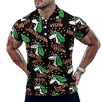 Magical Unicorn Vegan for Life Slim Fit Polo Shirts for Men Tennis Collar Short Sleeve Tops T-Shirt Casual Golf Tees