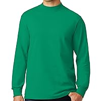 Upscale Men's 100% Cotton Long Sleeve Mock T-Neck Shirt - Kelly Green