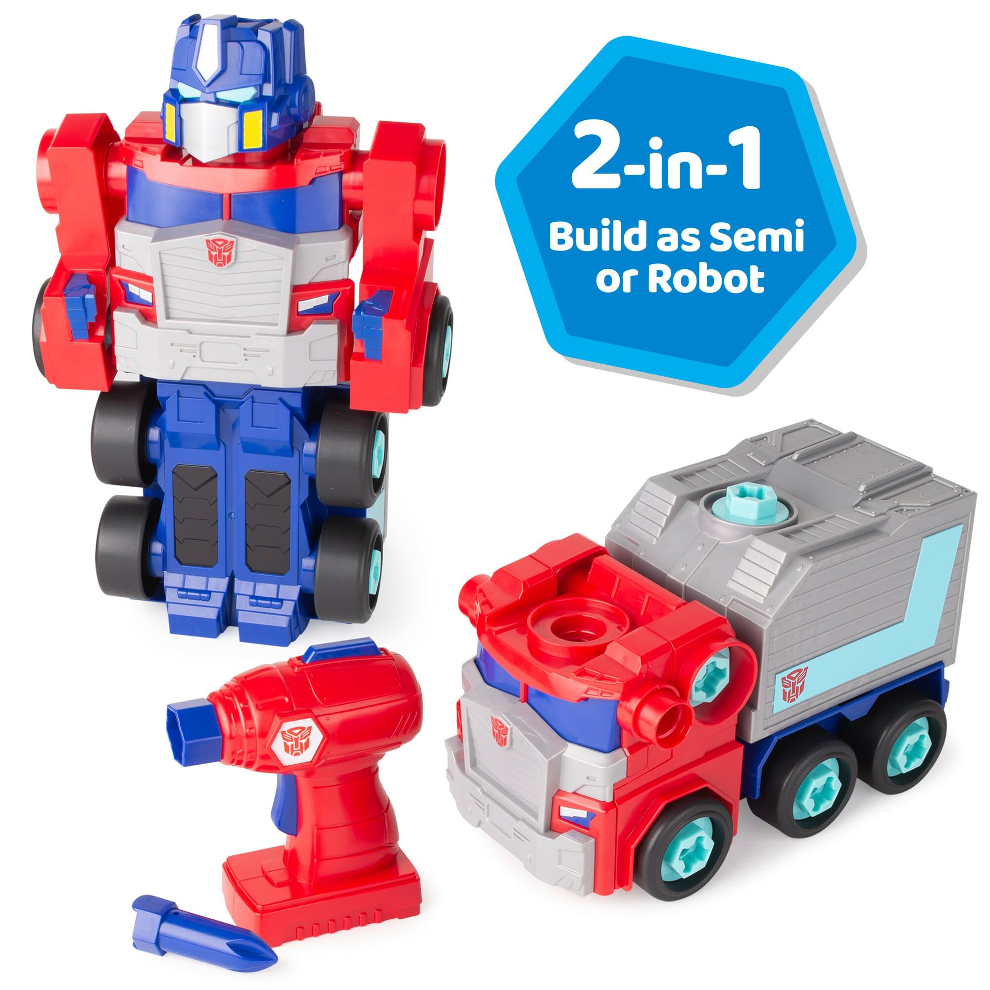 Build-A-Buddy Transformers Optimus Prime Building Toys - Take Apart Toys with Toy Drill and AA Batteries - Transformers Toys - STEM Toys Ages 18 Months and Up