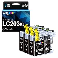 LC203XL Compatible Ink Cartridge Replacement for Brother LC203 XL LC201 to Use with MFC-4320DW MFC-J4420DW MFC-J4620DW MFC-J460DW MFC-J480DW MFC-J485DW MFC-J5520DW J5620DW (Black, 3 Pack)