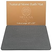 Extra Large Stone Mat - Stone Bath Mat, Bathroom Mat Quick Dry - Absorbent Diatomaceous Earth Bath Mat - Stone Bath Mats for Bathroom - Non Slip Bath Stone Mat Grey - 32x20 Stone Bath Mat Large
