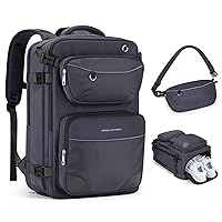 Maelstrom Travel Backpack for Men Women, 35L Carry-on Backpack for Traveling on Airplane,with Fashion Belt Bag,Waterproof Casual Daypack fit 17”Laptop-Mystery Grey