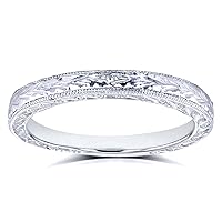 Kobelli Antique Style Engravings Wedding Band in 14k White Gold