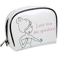 Pavilion Gift Company 71613 Philosophies-Look How She Sparkles! Waterproof Wedding Makeup Bag Wristlet, Solid White