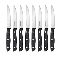 Farberware Full-Tang Triple-Riveted 8-Piece Steak Knife Set, High-Carbon Stainless Steel, Razor-Sharp Knives with Ergonomic Handle, Kitchen Knives, Set of 8, Black