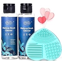 Makeup Brush Cleaner Set For Brushes, Sponge and Puff 6.8 Fl Oz,Deep Cleaning Washing Cleanser Shampoo With a Cleaning Mat
