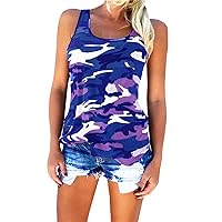 AONTUS Cute Camo Tank Flowy Athletic Shirts Running Muscle Shirts Workout Gym Clothes Racerback Camo Tank Tops for Women