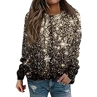 Women's Fall Tops Casual Fashion Christmas Print Long Sleeve O Neck Pullover Top Blouse Sweatshirt, S-3XL