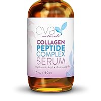 Collagen Peptide Serum - Best Anti Aging Collagen Serum for Face, Skin Brightening, Reduces Fine Lines & Wrinkles, Heals, and Repairs Skin, Microneedling Serum with Aloe Vera & Hyaluronic Acid - Peptide Complex Face Serum by Eva Naturals (2 oz)