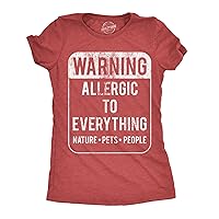 Womens Funny T Shirts Warning Allergic to Everything Sarcastic Graphic Tee for Ladies