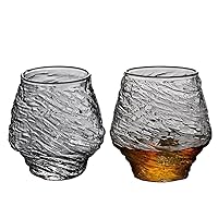 Whiskey Rocks Glass, Set of 2, Ultra-Clear Premium Lead-Free Crystal Glass 350ml Old Fashioned Glasses for Scotch Cocktail Rum Cognac Vodka Liquor, Unique Gifts for Men,Clear