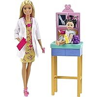 Careers Doll & Playset, Pediatrician Theme with Blonde Fashion Doll, 1 Patient Doll, Furniture & Accessories