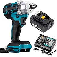350 Nm 18 V 1/2 Inch Brushless Cordless Impact Wrench Drill for Makita [Battery Impact Wrench + 1 Battery + Charger]