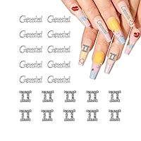 JERCLITY 20pcs Silver Alloy Gemini Zodiac Nail Charms 10pcs Gemini Sign Symbols Nail Charms 10pcs Gemini Constellation Words Nail Charms for Nails（Gemini Dates: May 21 to June 21）