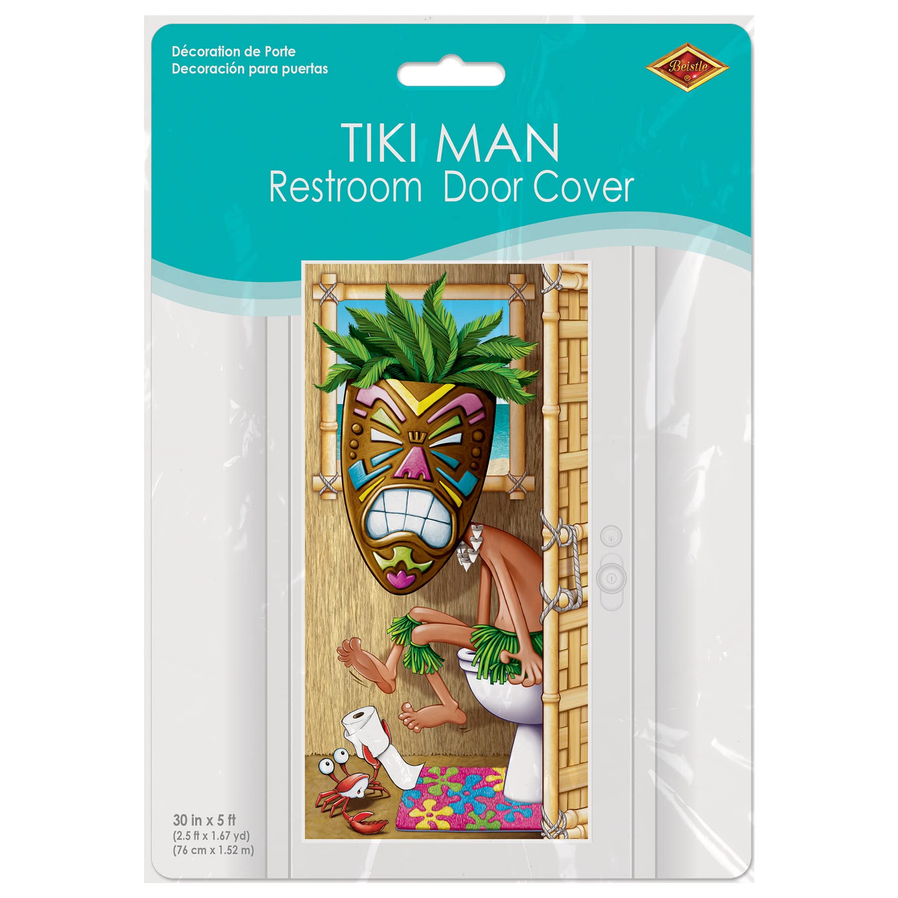 Tiki Man Restroom Door Cover Party Accessory (1 count) (1/Pkg)