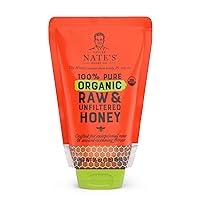 Nate's Organic 100% Pure, Raw & Unfiltered Honey - No-Drip Dispensing - 16oz. Sustainable, Eco-friendly Squeeze Pouch