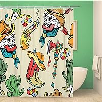 Bathroom Shower Curtain Wild West Old School Tattoo Classic Flash Patches 60x72 inches Waterproof Bath Curtain Set with Hooks