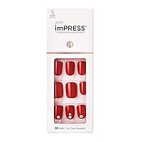 KISS imPRESS No Glue Mani Press On Nails, Design, 'Kill Heels', Red, Short Size, Squoval Shape, Includes 30 Nails, Prep Pad, Instructions Sheet, 1 Manicure Stick, 1 Mini File