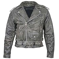 Spazeup Cafe Racer Jacket Vintage Motorcycle Retro Moto Distressed Leather Jacket