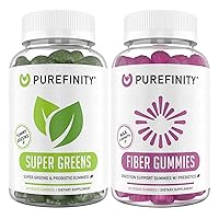 Fiber + Super Greens Gummies Bundle (Inulin FOS Prebiotic Fiber Gummies + Super Greens Gummies – Daily Supergreens with Spirulina, Alfalfa, Spinach, Broccoli, Beet Root, Acai)